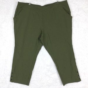 Belle Kim Gravel Womens Pants Pull‎ On Green Stretch Snap Leg Petite Plus 26WP